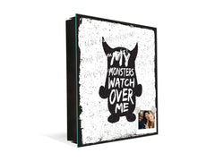 Tableau en verre avec surface magnétique et cadre pour clés K16 Doodle textes Mes monstres