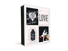 Pizarra de vidrio magnética con Caja para llaves K16 Doodle de textos Te amo