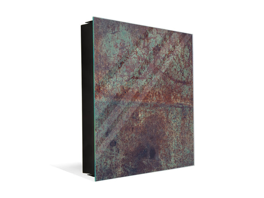50 keys cabinet with Decorative front panel and Glass white board KN04 Rusted textures Series: Vintage rusted metal