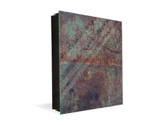 50 keys cabinet with Decorative front panel and Glass white board KN04 Rusted textures Series: Vintage rusted metal