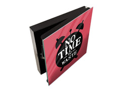 Tableau en verre avec surface magnétique et cadre pour clés K16 Doodle textes Il n'y a pas de temps à perdre.