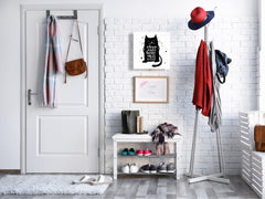 Tableau en verre avec surface magnétique et cadre pour clés K07 Maison avec un chat
