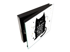 Tableau en verre avec surface magnétique et cadre pour clés K07 Maison avec un chat