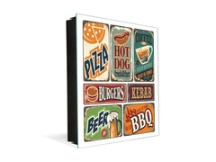 Porte-clés décoratif avec tableau à surface magnétique K10 Affiche alimentaire rétro