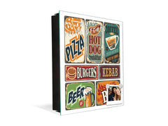 Porte-clés décoratif avec tableau à surface magnétique K10 Affiche alimentaire rétro