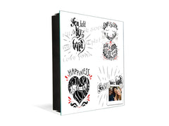 Tableau en verre avec surface magnétique et cadre pour clés K16 Doodle textes Clé de mon coeur