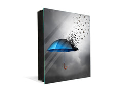 Porte-clés décoratif avec tableau à surface magnétique K10 Parapluie d'oiseaux volants