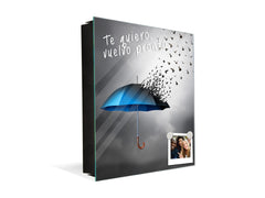 Porte-clés décoratif avec tableau à surface magnétique K10 Parapluie d'oiseaux volants