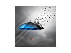 Porte-clés décoratif avec tableau à surface magnétique K10 Parapluie d'oiseaux volants