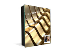 Decorative Key Box with Magnetic Glass Dry-Erase Board KN08 Golden Waves Series: Abstract waves