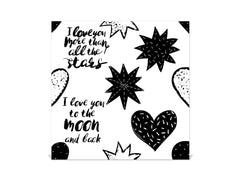 Tableau en verre avec surface magnétique et cadre pour clés K16 Doodle textes Amour de la lune