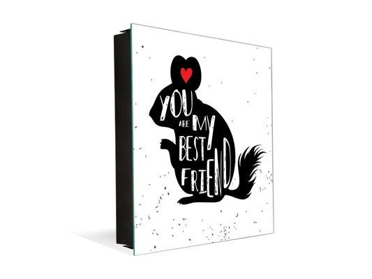 Tableau en verre avec surface magnétique et cadre pour clés K16 Doodle textes U r my friend