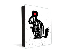 Tableau en verre avec surface magnétique et cadre pour clés K16 Doodle textes U r my friend