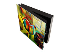 Key Cabinet Storage Box with Frameless Glass White Board K15 Chic world: Cubist tulip
