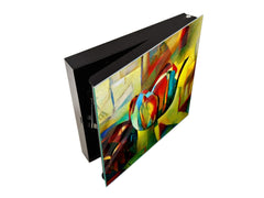 Key Cabinet Storage Box with Frameless Glass White Board K15 Chic world: Cubist tulip