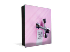 Tableau en verre avec surface magnétique et cadre pour clés K07 Haltères en rose