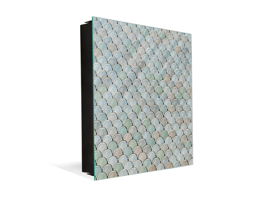 50 Keys Cabinet with Decorative Front Panel and Glass White Board KN06: Textures and tiles 2 Series: Abstract fish scales