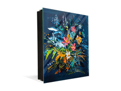 Lavagna magnetica in vetro con quadro per chiavi K08: Mazzo di fiori