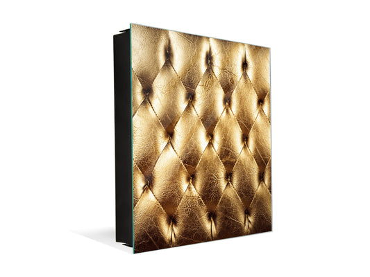 Key Cabinet Storage Box with Frameless Glass White Board KN10 Decorative Surfaces Series: Golden leather upholstery 2