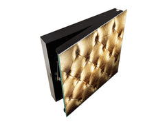 Key Cabinet Storage Box with Frameless Glass White Board KN10 Decorative Surfaces Series: Golden leather upholstery 2