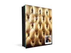 Key Cabinet Storage Box with Frameless Glass White Board KN10 Decorative Surfaces Series: Golden leather upholstery 2