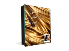 Decorative Key Box with Magnetic Glass Dry-Erase Board KN08 Golden Waves Series: Golden fabric texture