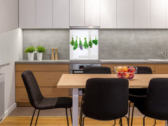 Stylish Tempered glass backsplash – Glass kitchen splashback BS01 Herbs Series: Hanging Herbs 1