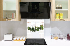 Stylish Tempered glass backsplash – Glass kitchen splashback BS01 Herbs Series: Hanging Herbs 2