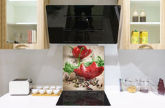 Stylish Tempered glass backsplash – Glass kitchen splashback BS01 Herbs Series: Pepper Herbs