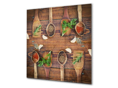 Stylish Tempered glass backsplash – Glass kitchen splashback BS01 Herbs Series: Herbs Spices 1