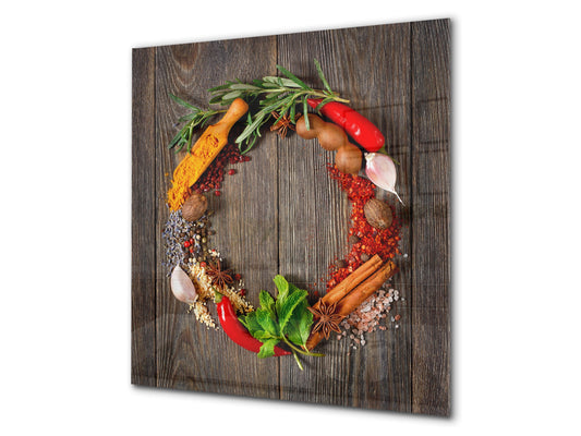Protector antisalpicaduras – Panel de vidrio para cocina – BS01 Serie hierbas: Especias Vegetales