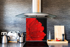 Glass kitchen backsplash – Photo backsplash BS03 Flower Series: Red Flower 2