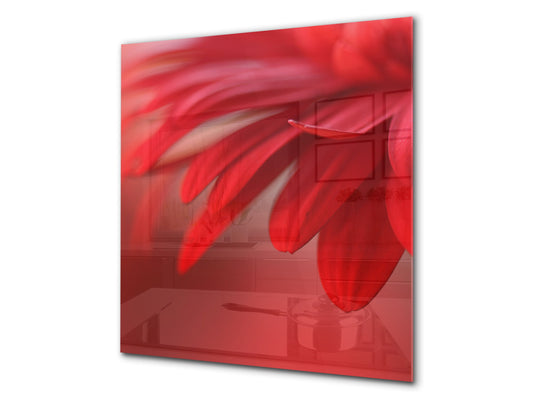 Protector antisalpicaduras baños y cocinas – BS03 Serie flores: Flor roja 3