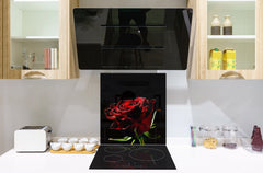 Protector antisalpicaduras baños y cocinas – BS03 Serie flores: Rosa roja 1