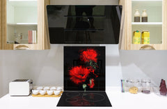 Glass kitchen backsplash – Photo backsplash BS03 Flower Series: Red Flower 5