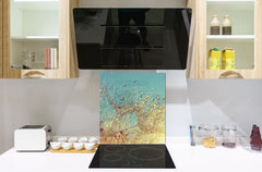 Toughened glass backsplash BS 04 Dandelion and flowers series: Dandelion Drops 4