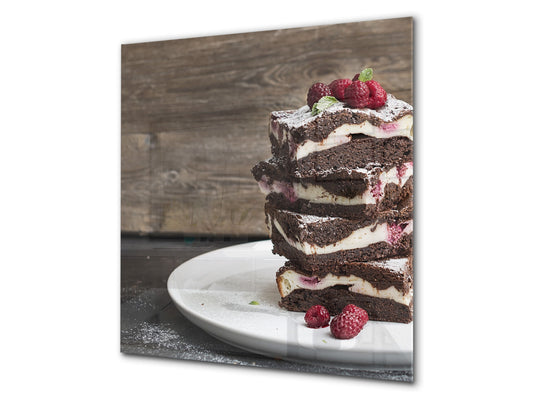 Stunning printed Glass backsplash BS06 Pastries and sweets: Cake With Raspberries