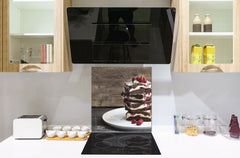 Stunning printed Glass backsplash BS06 Pastries and sweets: Cake With Raspberries