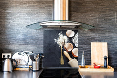 Tempered glass Cooker backsplash BS07 Desserts Series: Eggs Flour Rolling Pin