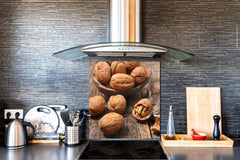Tempered glass Cooker backsplash BS07 Desserts Series: Brown Wood Nuts
