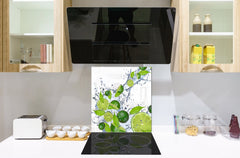 Glass kitchen splashback – Glass upstand BS09 Water splash Series: Lime Mint Water 1