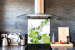 Glass kitchen splashback – Glass upstand BS09 Water splash Series: Lime Mint Water 1