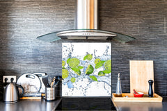 Glass kitchen splashback – Glass upstand BS09 Water splash Series: Lime Mint Water 2