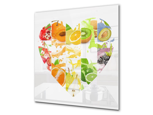 Panel protector de vidrio templado – Protector contra salpicaduras – BS09 Serie Salpicaduras: Corazón de fruta