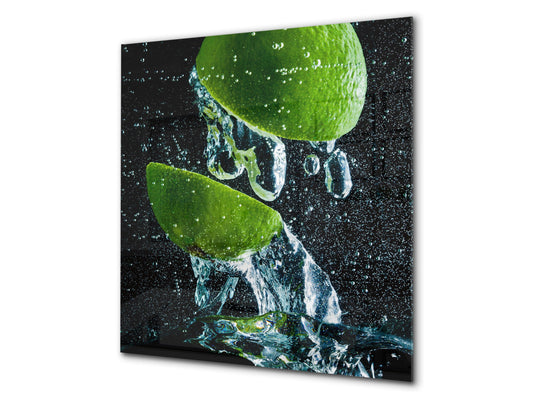 Panel protector de vidrio templado – Protector contra salpicaduras – BS09 Serie Salpicaduras: Lima en Aqua 1