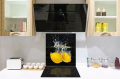 Glass kitchen splashback – Glass upstand BS09 Water splash Series: Lemon In Water