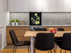 Glass kitchen splashback – Glass upstand BS09 Water splash Series: Lime In Water 3