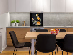 Glass kitchen splashback – Glass upstand BS09 Water splash Series: Orange In Water 2