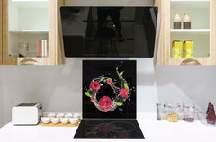 Glass kitchen splashback – Glass upstand BS09 Water splash Series: Raspberry In Water