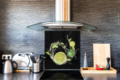 Glass kitchen splashback – Glass upstand BS09 Water splash Series: Lime In Water 5